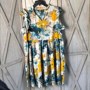 SHEIN Multicolor Abstract Floral Midi Dress